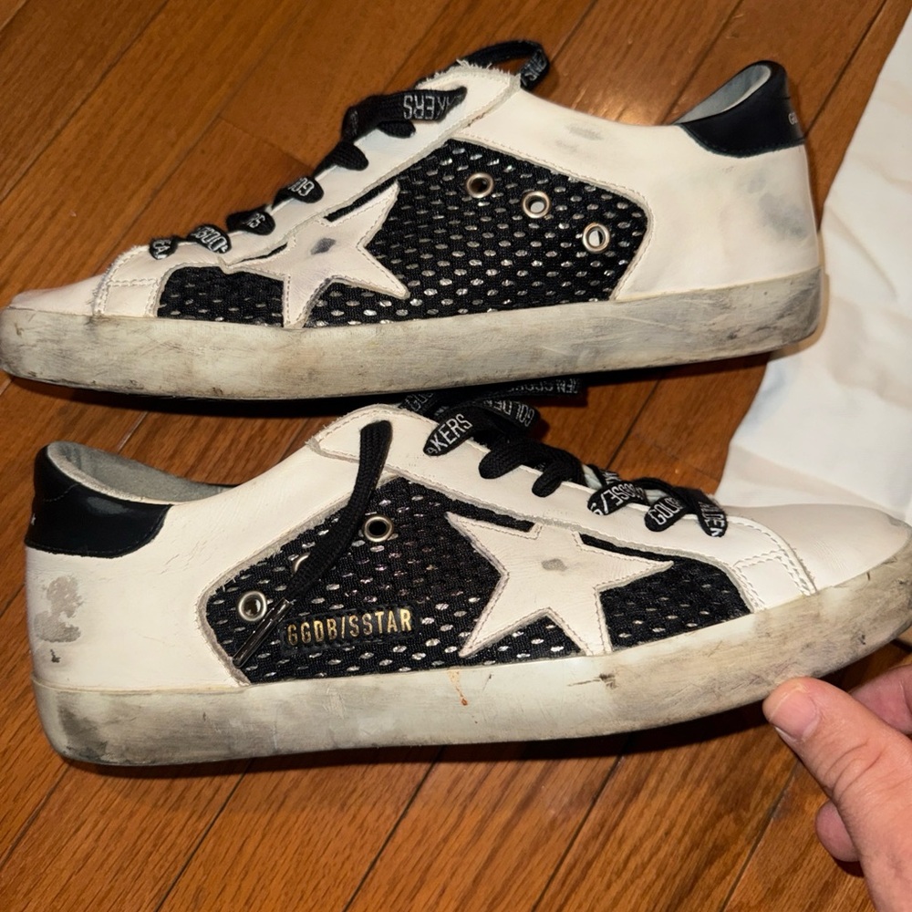 Golden Goose Black and White Lace-Up Sneakers - Picture 2 of 9